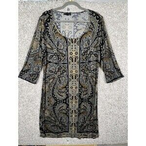 Mille Gabrielle women's dress black gold  pattern Size 2XL